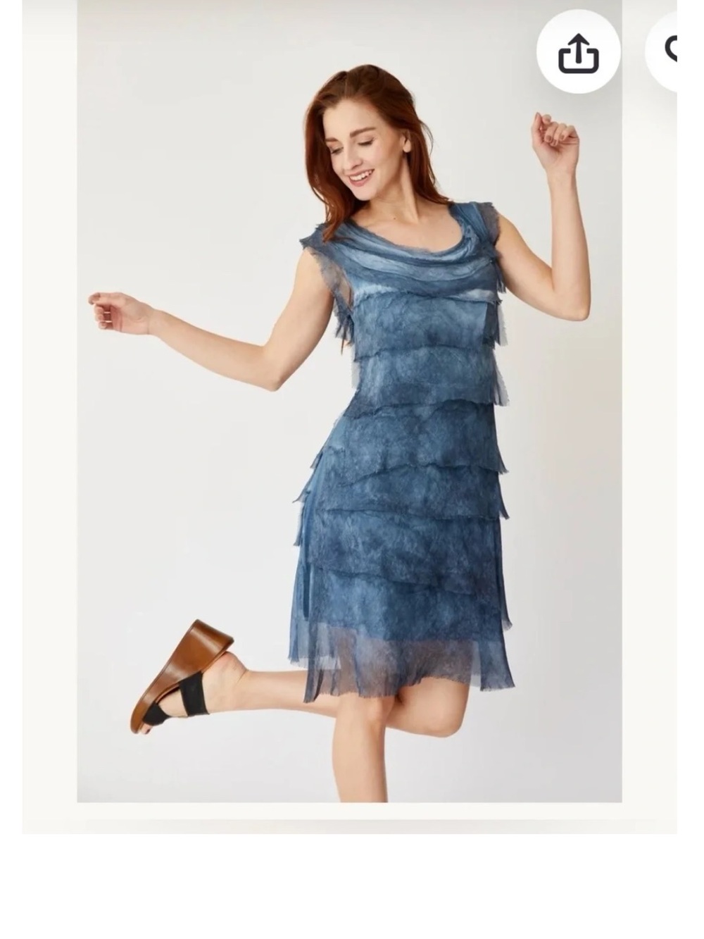 Luxury Quality 100% Silk Made in Italy Layered Midi Dress